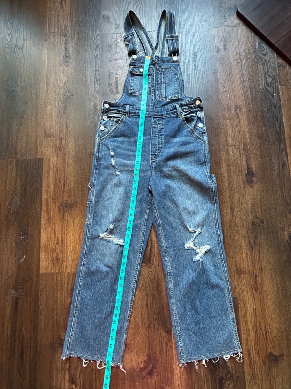 Pilcro Distressed Denim Overalls Straight Leg Carpenter Utility 27 - Picture 10 of 10